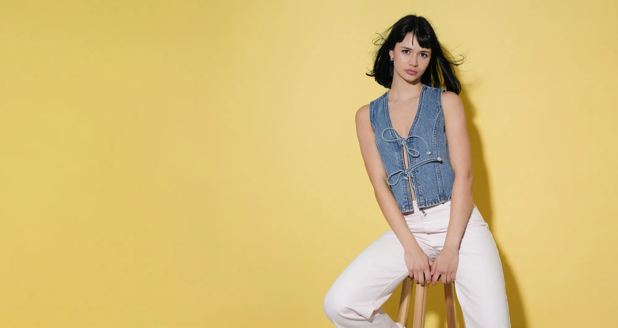 denim-vest, jeans-vest, hellblau, armlos, Lace-up