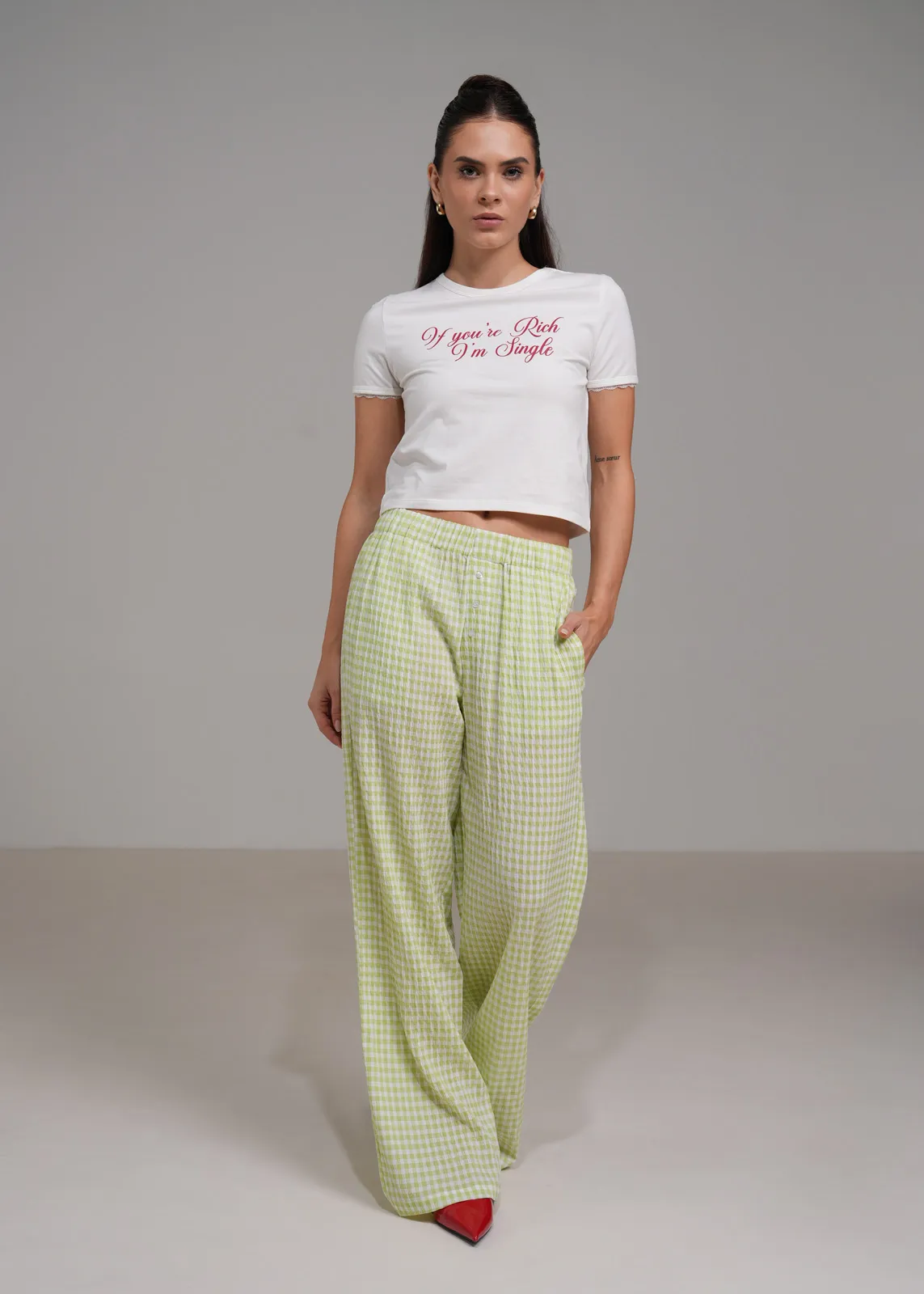 T-Shirt, Crop Top, Short Sleeve, White, Graphic Text